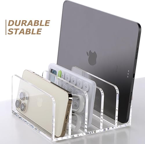 Miniatura 4 de SANRUI Organizador de archivos de escritorio de acrílico, 5 verticales transparentes clasificadores de correos de escritorio para documentos,