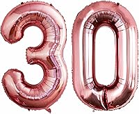 Vista 76 de GOER Globos con el número 80 para decoraciones de fiesta de cumpleaños número 80, globos de helio de aluminio jumbo de 42 pulgadas para 80 Oro rosa