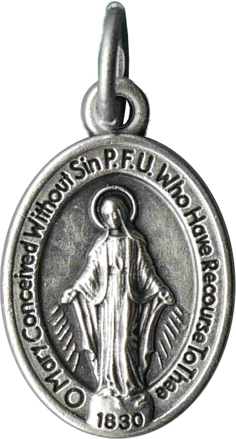 100 Bulk Pack Small Miraculous Medals 0.75" Silver-Plated Made in Italy, Catholic Gifts for Evangelization, Crafts, Beading and Jewelry Making - Image 6