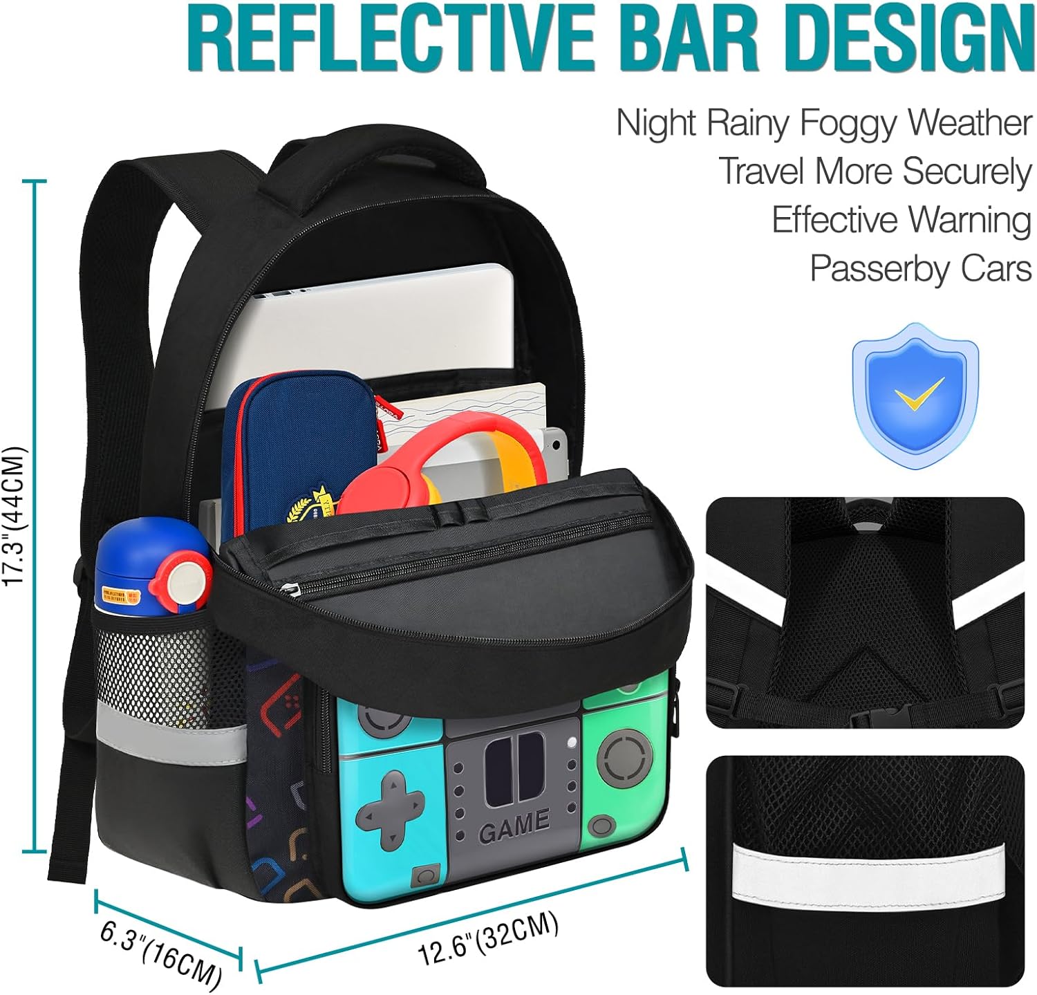 School Backpack for Boys,Gamer Backpack for Boys Kids Elementary Middle School Student,17″ Video Game Bookbag Travel Back Pack For Boy Kids Teen