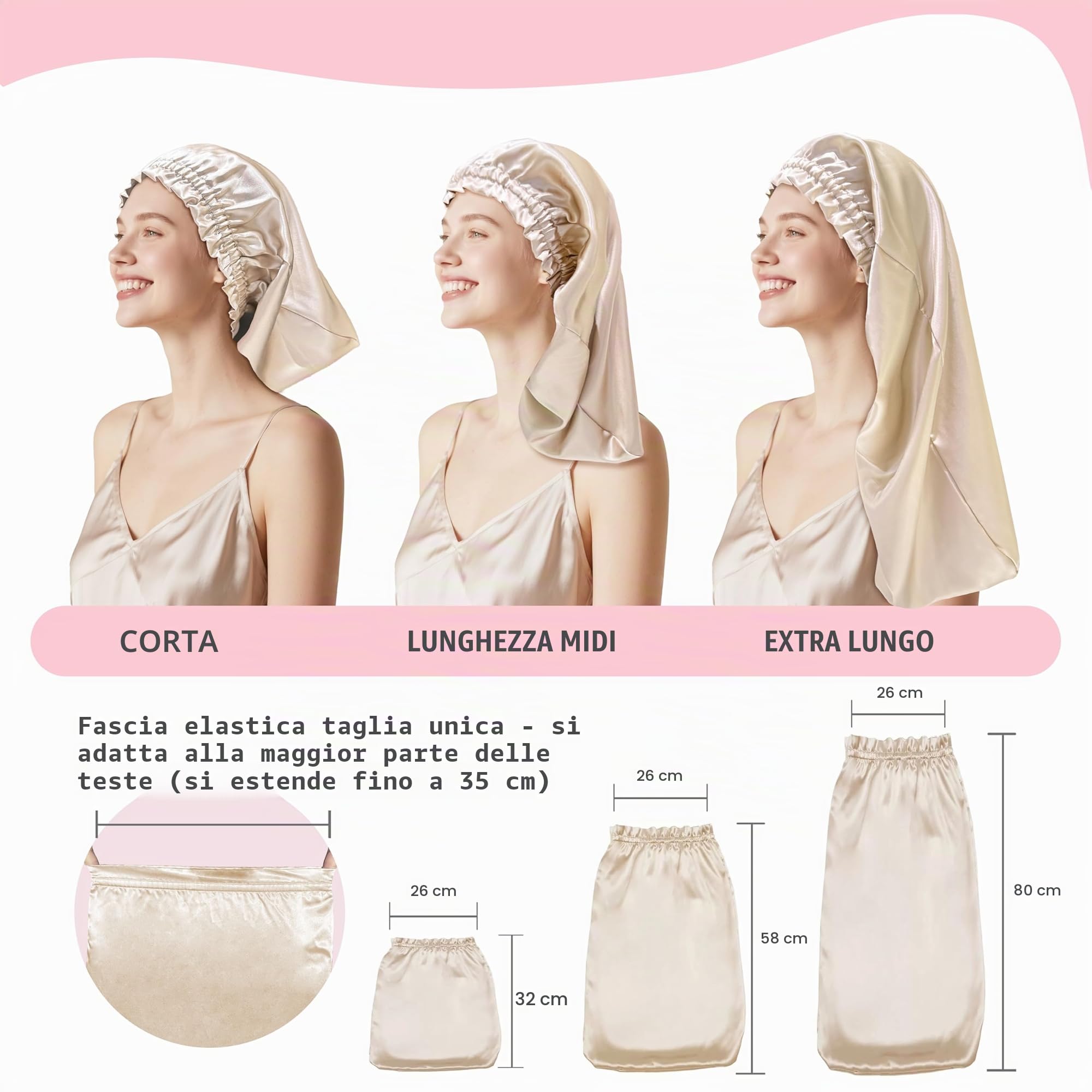 Townssilk Copri-capelli in seta per dormire, 100% seta di gelso 22 momme, per donna, lussuoso, traspirante, si posiziona comodamente durante la notte senza pressione, ideale per capelli lunghi e ricci