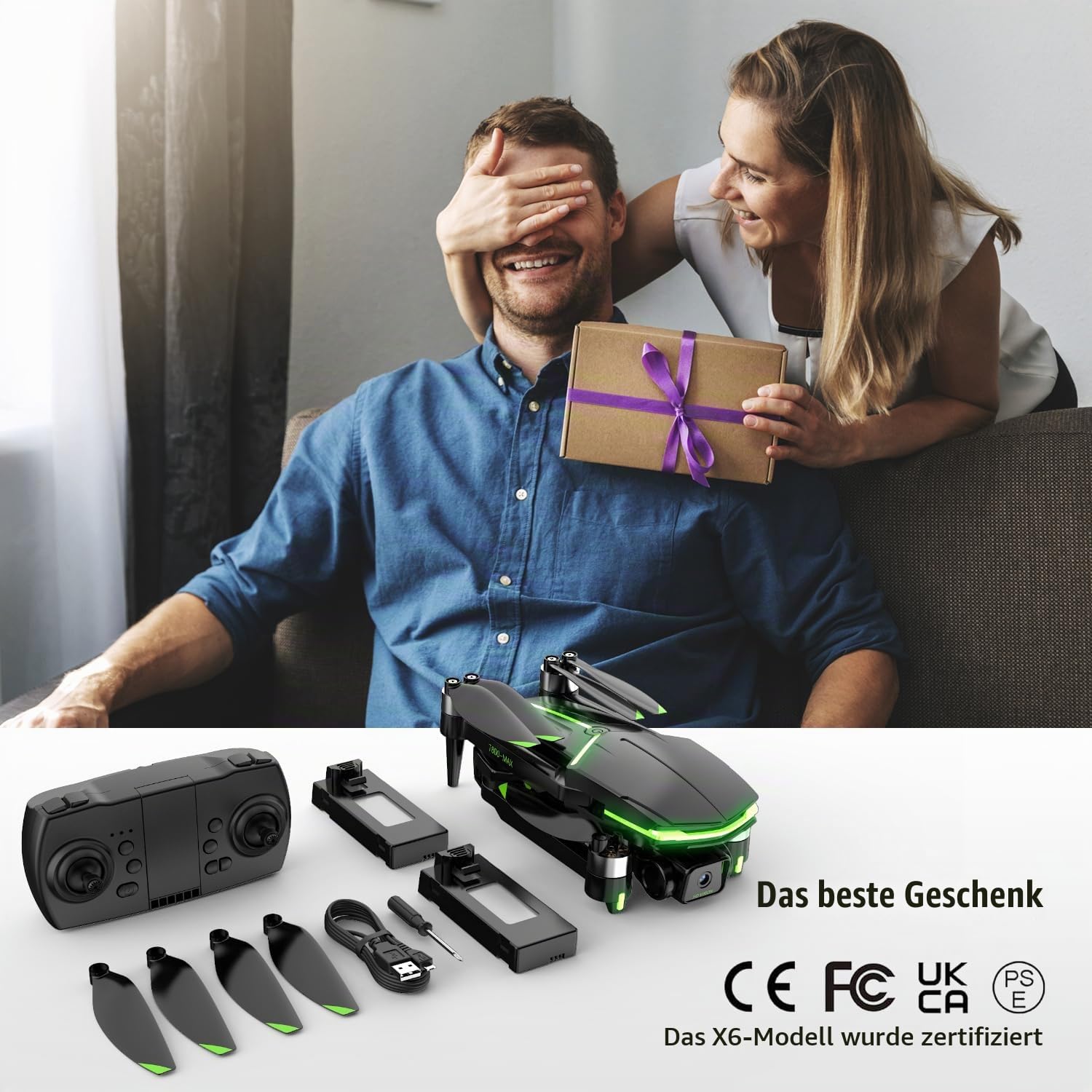 Drohne mit Kamera 4K für Anfänger mit Bürstenlosem Motor, Kinderdrohne mit 2 Akkus 46 Min Flugzeit, einfacher Flug, RC Quadcopter mit Höhenhaltung, One-Key Start, Spielzeug Geschenk für Jungen (Black)