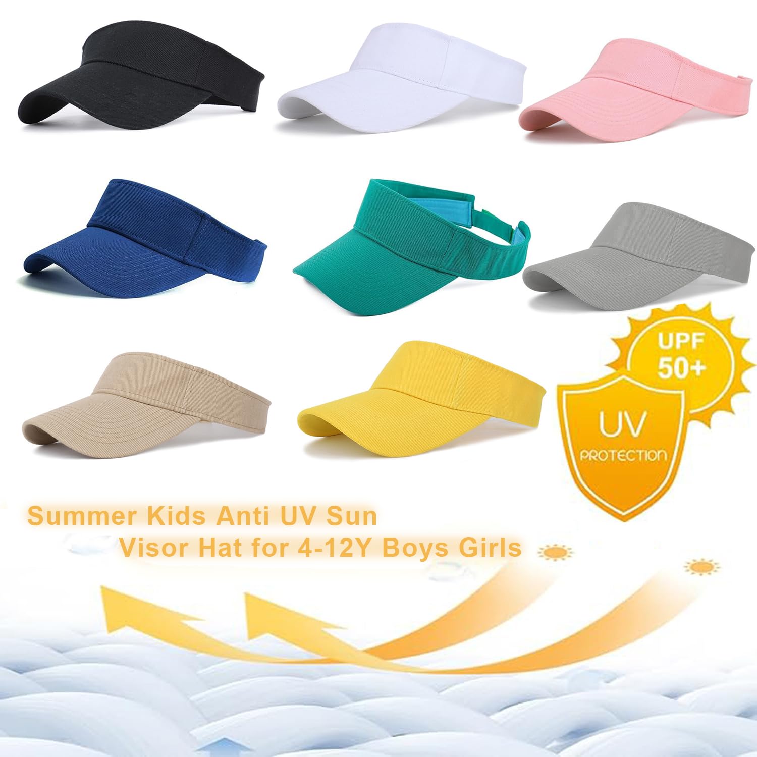Gorra con visera UPF 50 protección UV para niños niñas 4-10 años verano transpirable