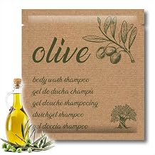 GPQ - OLIVE 2in1 Gel/Shampoo 8g | 400 Units | 92% Natural Origin | Amenities with Olive Oil, Conditioner, Paraben Free | Hotel, B&B, Cottage, Camping, Cruise... | Made in UE
