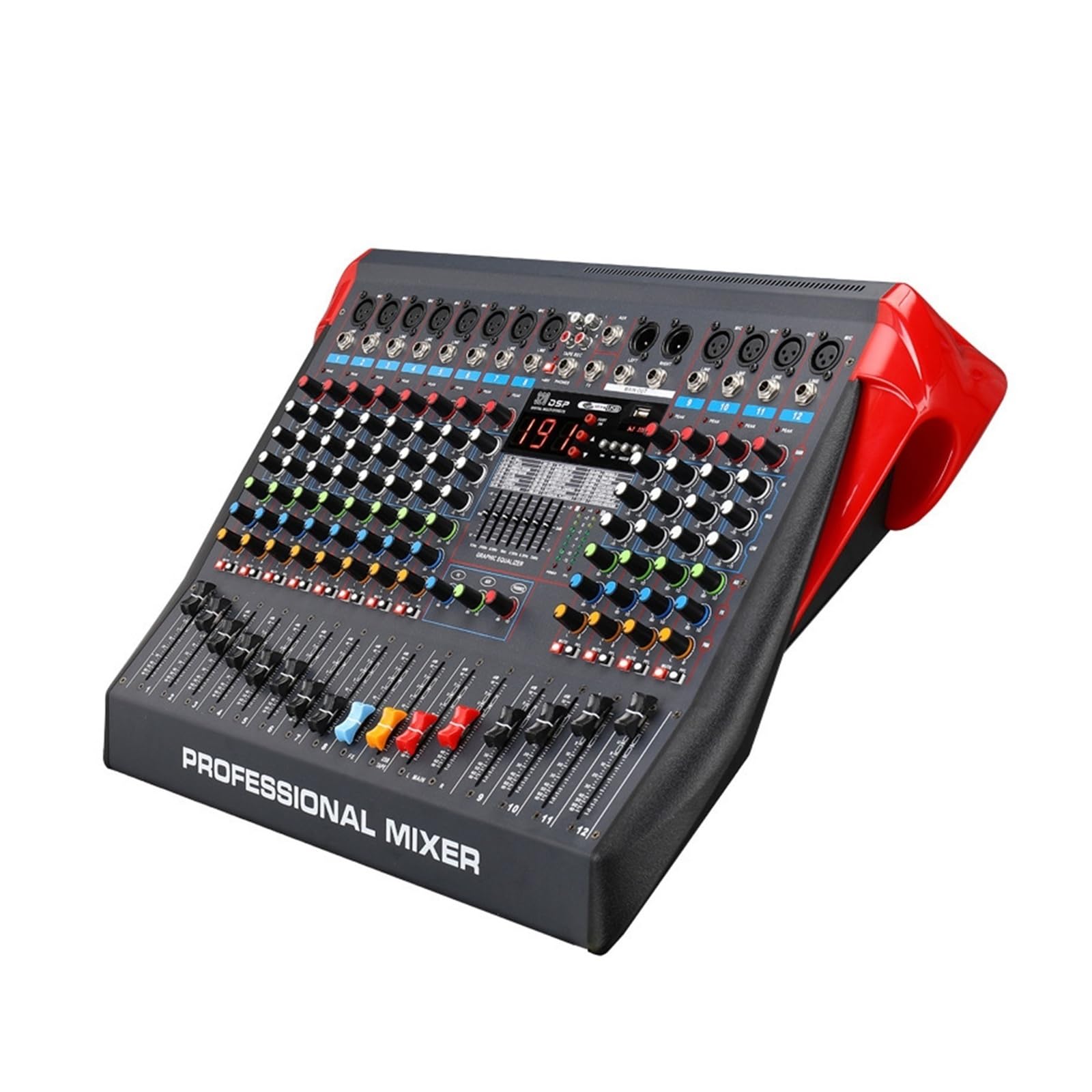 Mezclador de audio, Mezclador de 12 canales for grabación en vivo por computadora, for casa, KTV, banda, escenario, reproducción USB y MP3