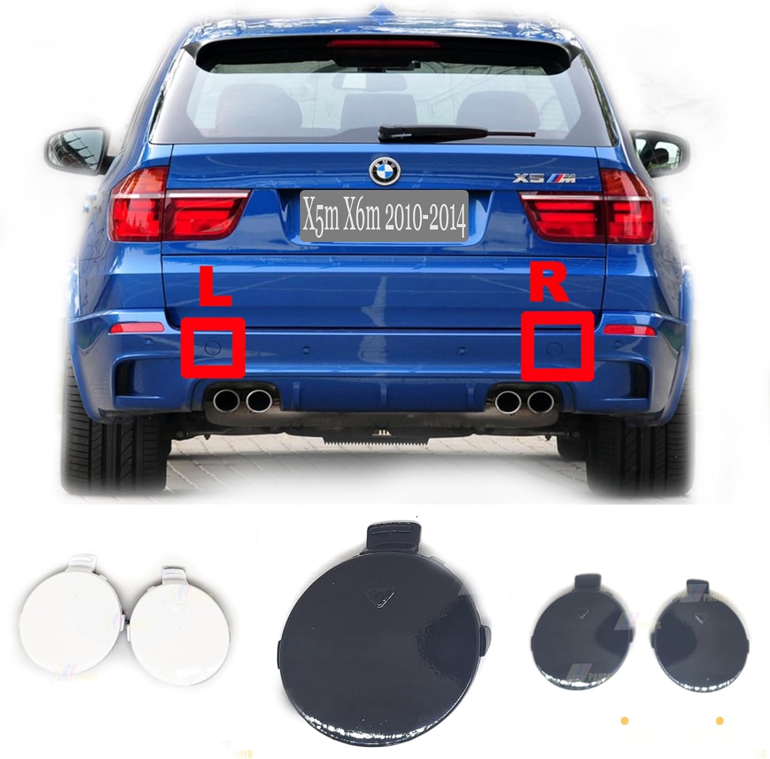 Rear Tow Cover for 09-14 for BMW M Series E70 Fit X5M X5 M 2009 2010 2011 2012 2013 2014 Bumper Hook Eye Cap 51127206866 Right Black