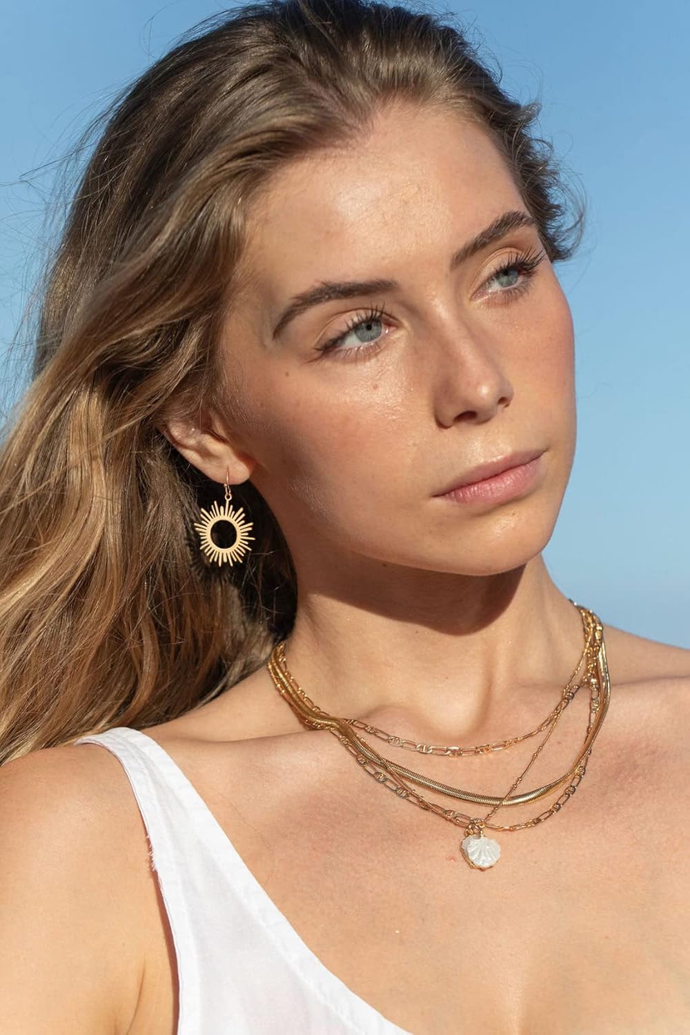 18K Gold Dangle Drop Earrings Small Round Disc Dangle Sun Hoop Earrings for Women Simple Minimalist Jewelry for Girls - Image 2