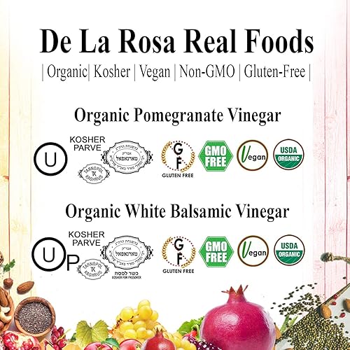 Miniatura 20 de De La Rosa Organic Balsamic Vinegar & Organic Extra Virgin Olive Oil, 100% Pure, Vegan, Kosher, Non-GMO & Gluten Free, Great for Salad Dressings