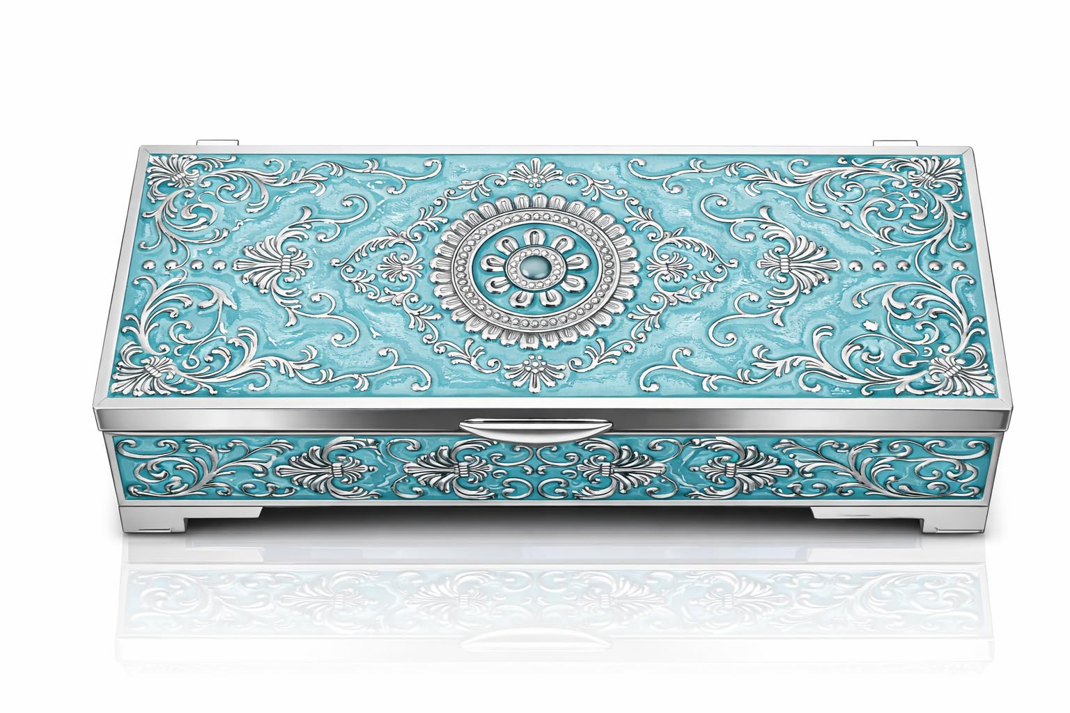 Imported German Silver Paan Daan Box Silver Fancy Set Pan Dani Dabba Betel Leaves Dibbi with Removable Compartment Pandan Masala Rectangular for Storage of Dryfruit Jewellery Organisers-picture-30