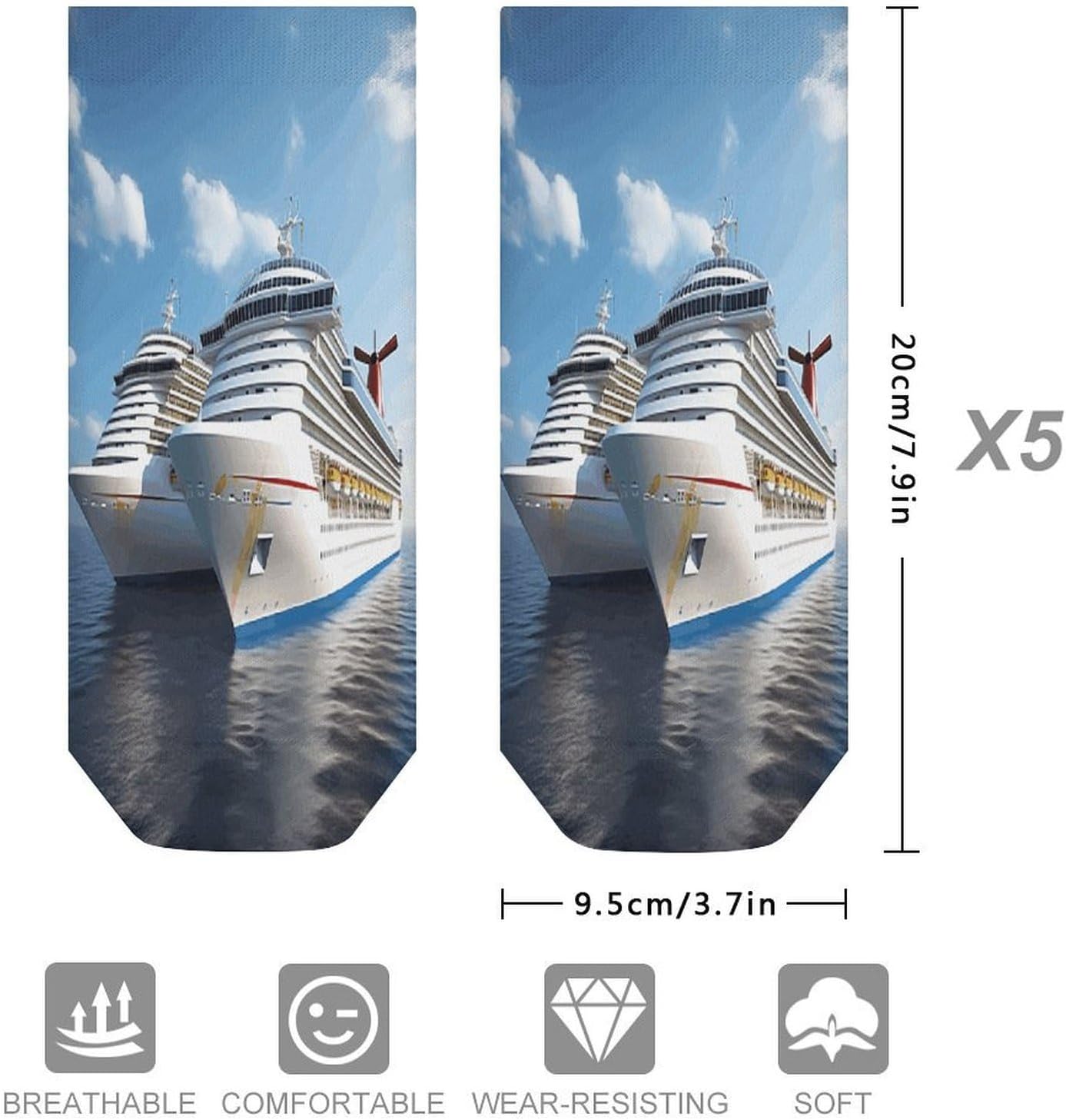 Cruise Ship Ankle Socks for Men Women 5 Pairs