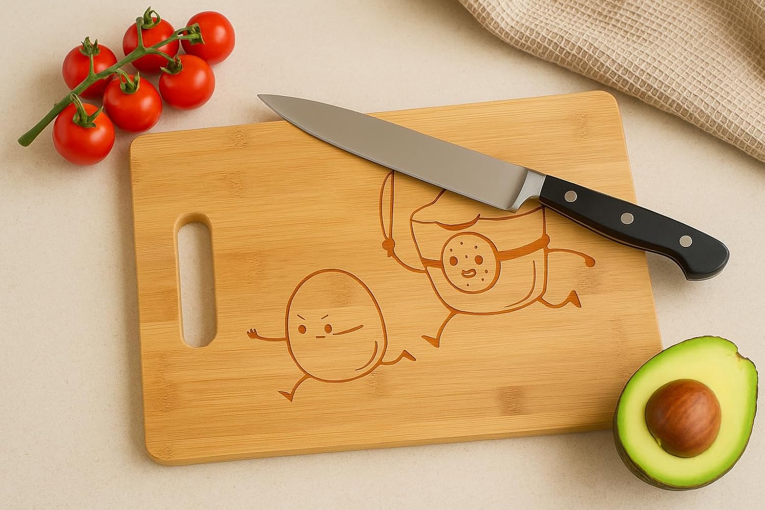 French Fried Jason Funny Horror Film Parody - Laser Engraved Bamboo Cutting Board - Wedding, Housewarming, Anniversary, Birthday, Father's Day, Gift