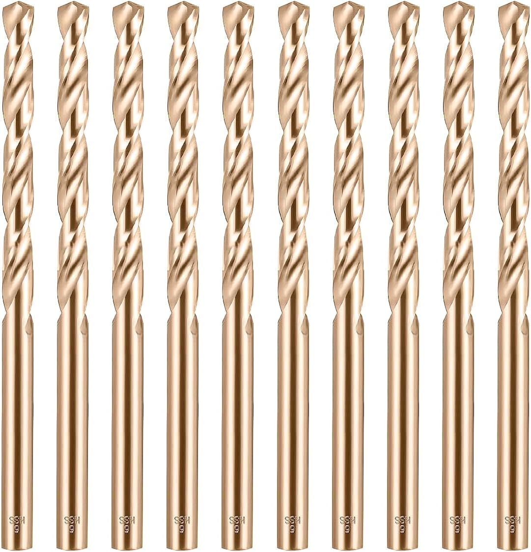 Cobalt Drill Bit Set 5mm - 10pcs, M35 Twist Drill Bits Straight Shank, 5mm High Speed Steel Drill Bits for Drilling in Hard Metal, Stainless Steel, Cast Iron
