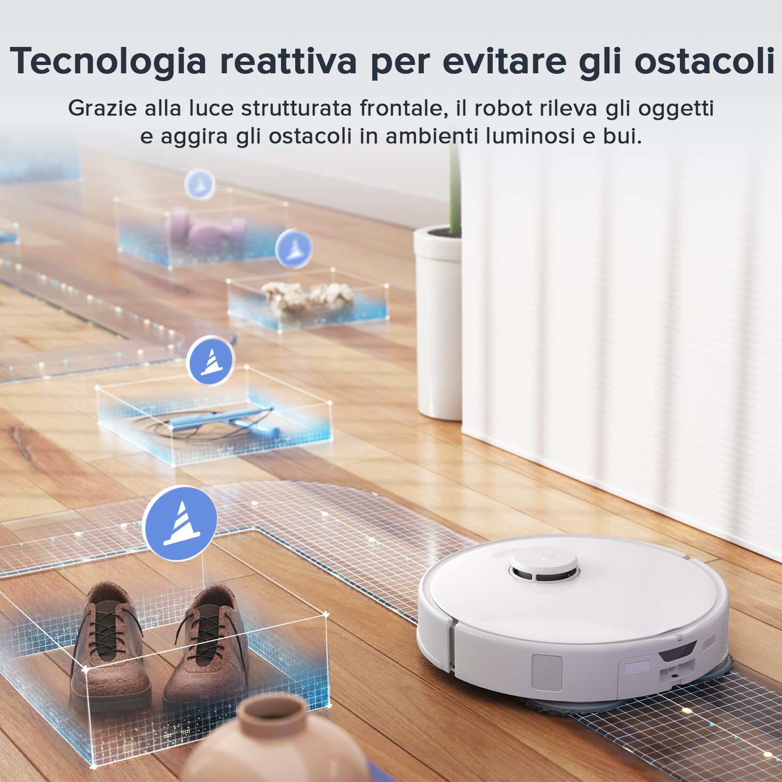 roborock Qrevo Curv S5X Robot Aspirapolvere, Doppio Antigroviglio, 18.500 Pa, Spazzola Laterale e Mocio FlexiArm, Rilevamento Intelligente dello Sporco, Lavaggio con acqua calda a 75°C, SmartPlan - Vista 6
