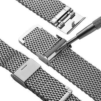 Bracelet De Montre Métal Acier Inoxydable Interchangeable - Largeur 20/22 Mm, Boucle Déployante, Pour Hommes Et Femmes