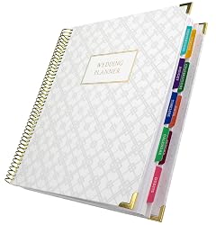 Global Printed Products Wedding Planner 9x11 Hardcover Organizer Bookmark Planning Stickers Business Card Holder and Pocket Folders