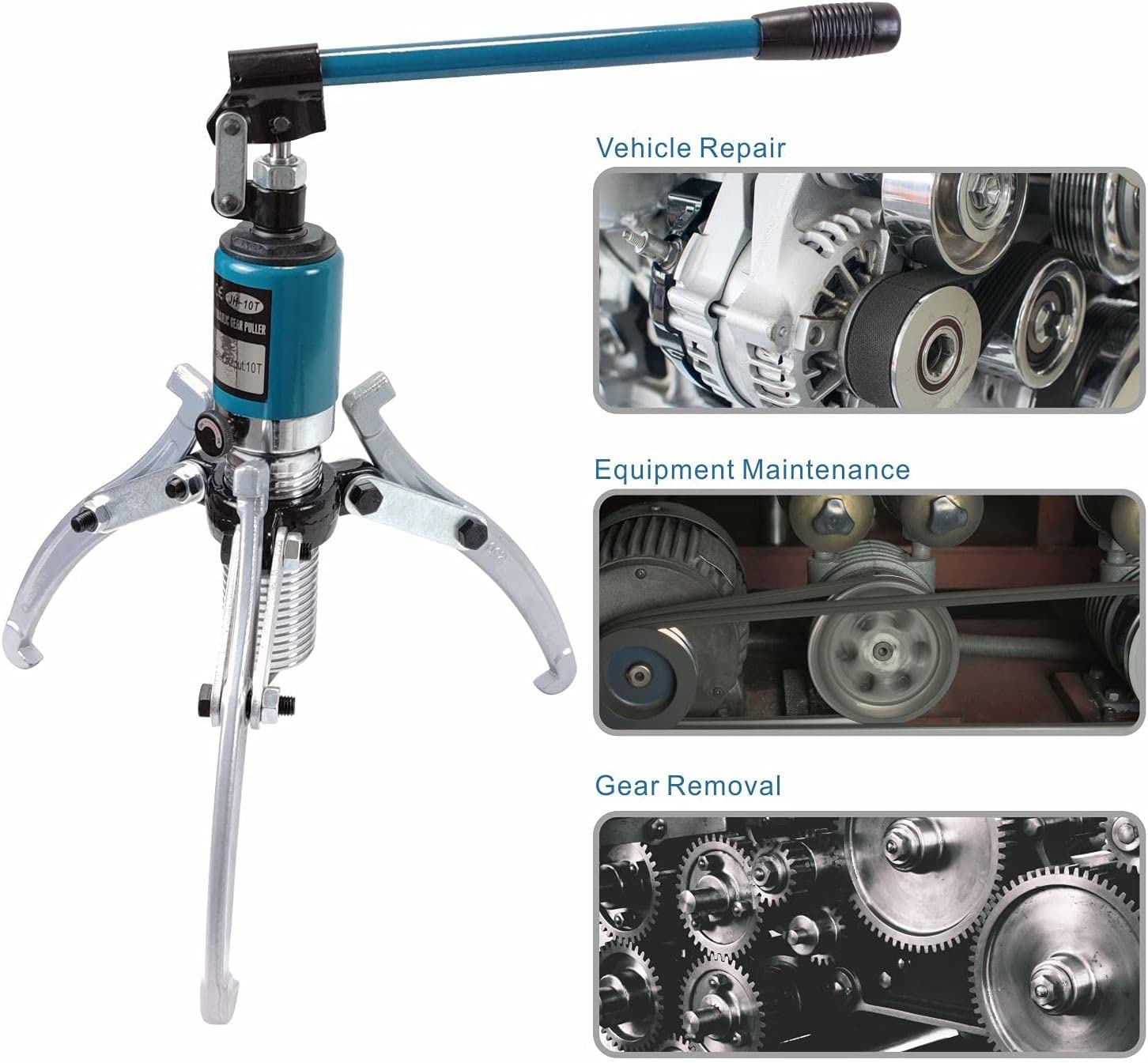 15T hydrauliczny ściągacz przekładni regulowany 3-szczękowy 12" zasięg, 12" rozstaw ściągacz kołnierzy łożysk kół (łącznie 10T)