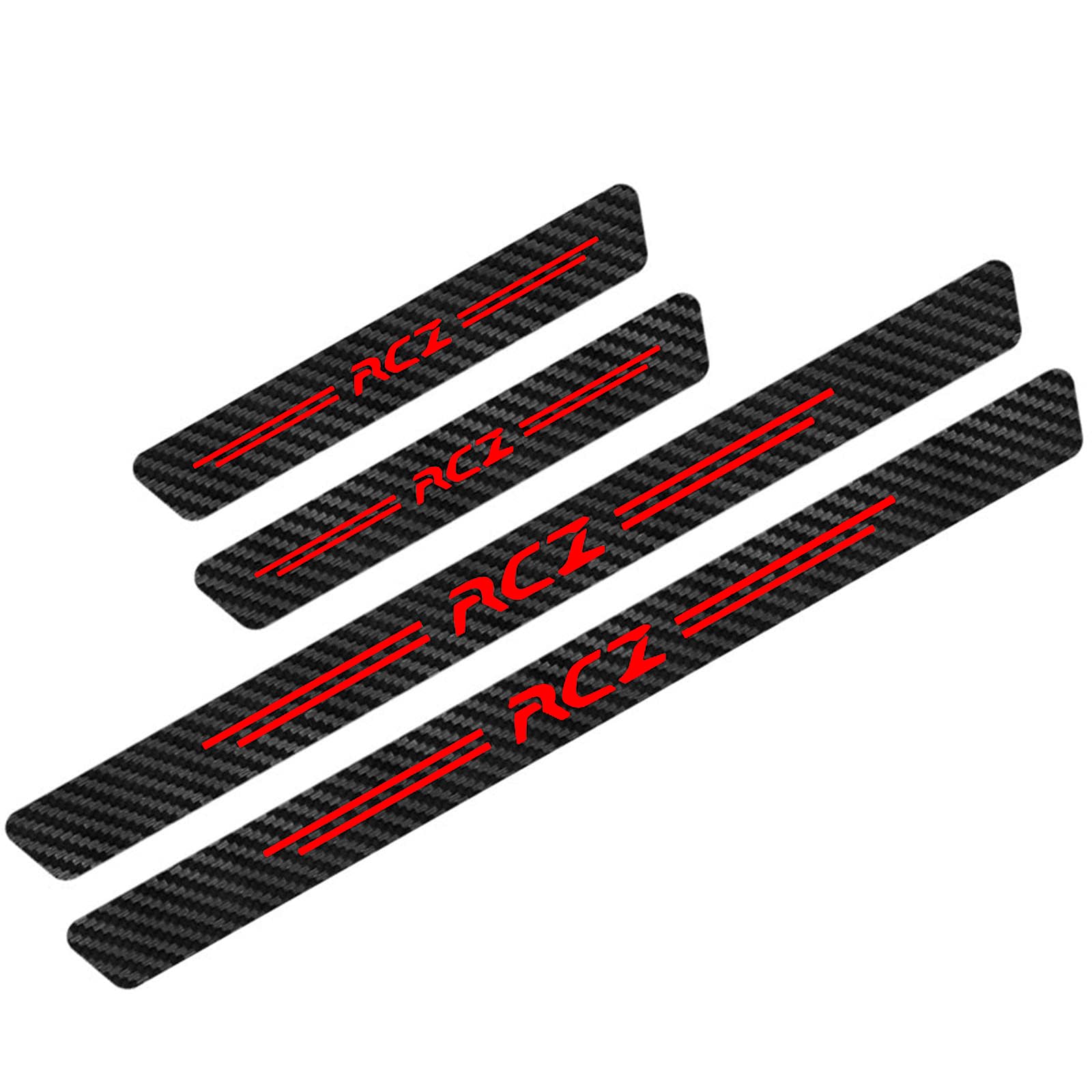 XFNWT 4PCS Car Door Sill Protector for Peu-geot Carbon Fiber Anti Scratch Threshold Trim Guard Stickers Kick Plates Car Door Sill Scuff Plate,RCZ Red
