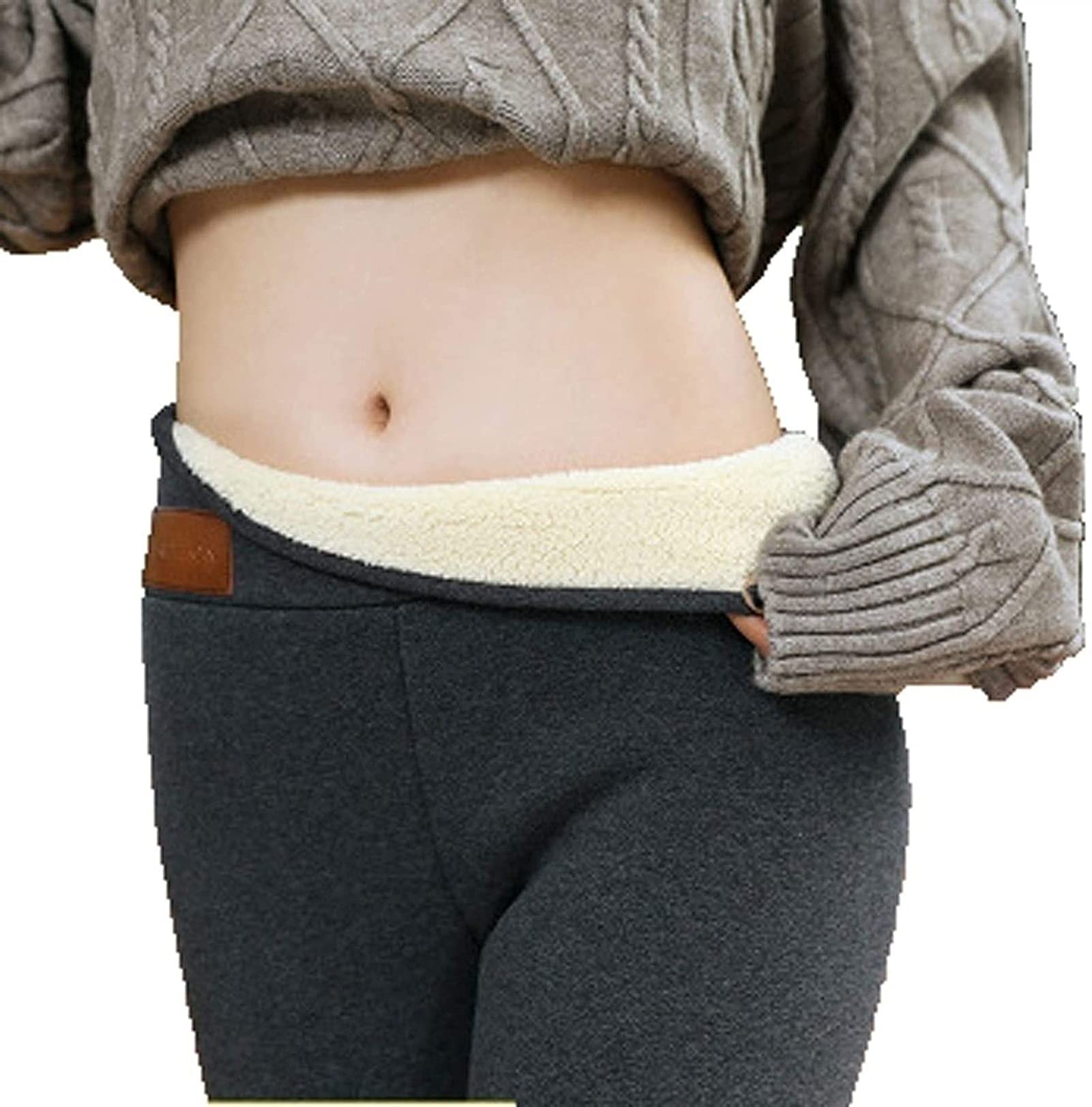 GOUJIAN Collants Thermiques Épais Leggings en Laine De Cachemire Coupe-Vent Hiver Chaud Leggings Élastiques Pantalons Doublés en Polaire Collants Épais pour Filles Dames