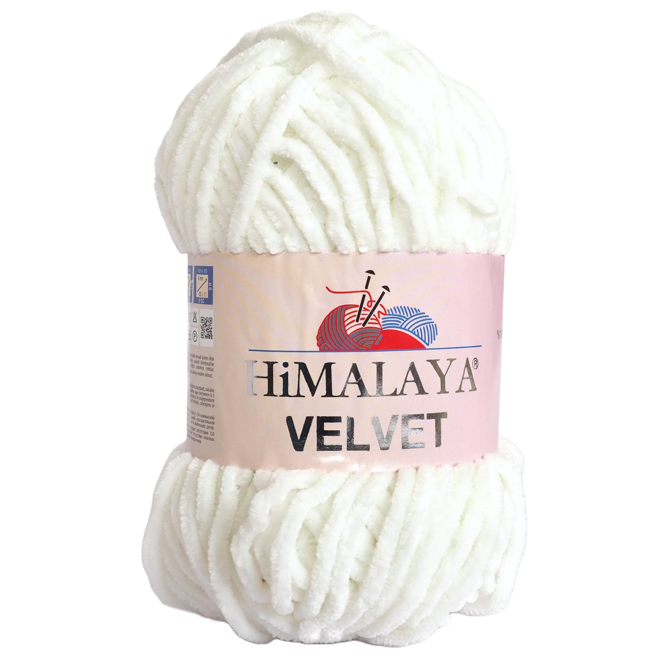Himalaya Velvet Bulky Yarn for Knitting, Crochet, Chenille, Amigurumi - 120m, 100g (White 90063)