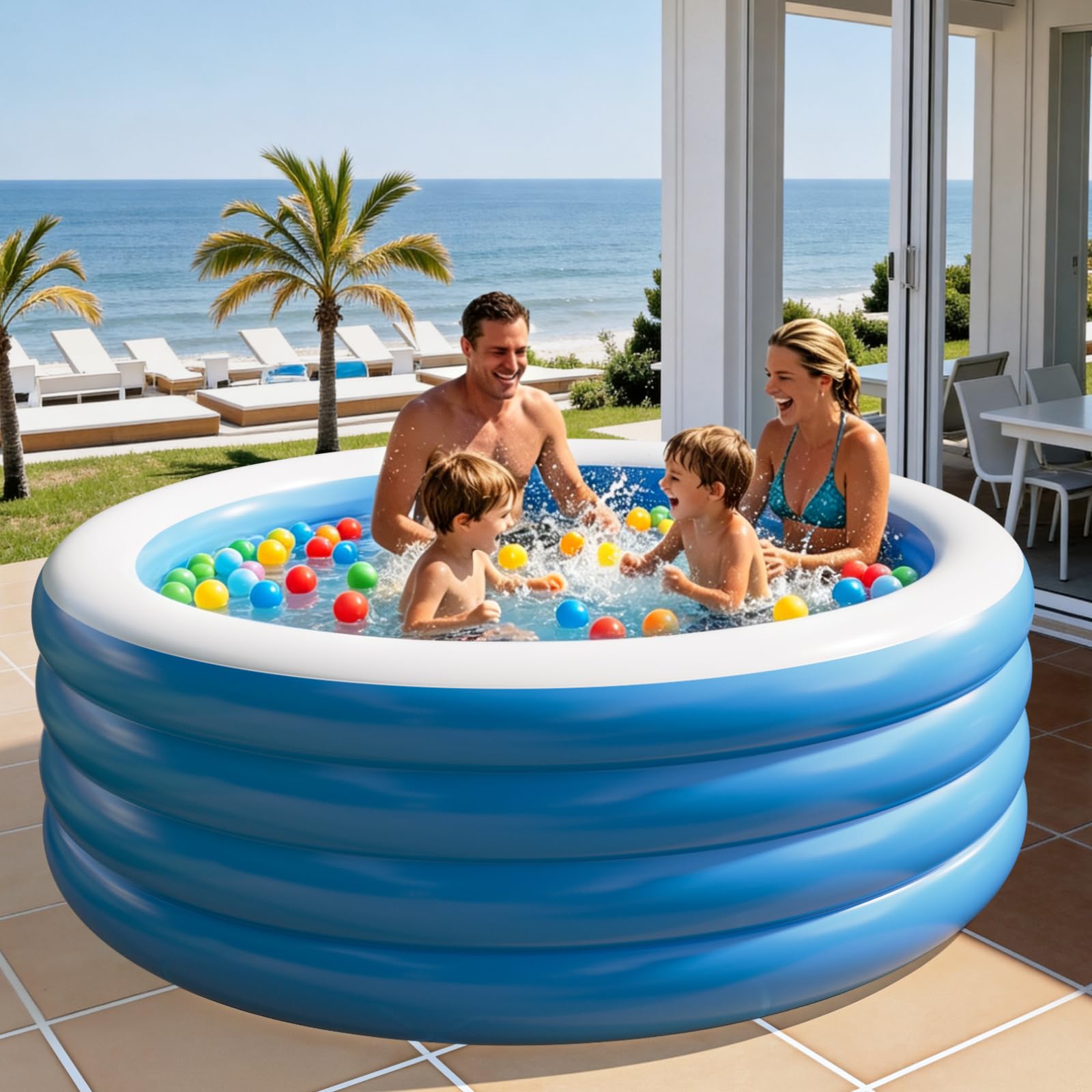Piscine gonflable pour adultes, grande piscine gonflable de 203,2 x 76,2 cm, piscines gonflables de taille complète, piscine gonflable ronde épaisse pour l'extérieur, le jardin