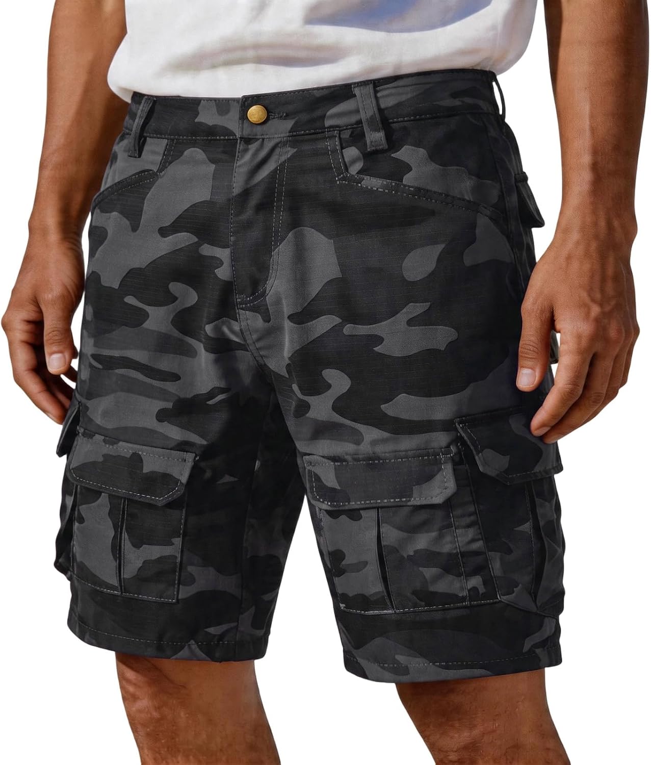 Ymosrh Mens Tactical Cargo Shorts, S-4XL | Camouflage, Military Short Pants with Multi Pocket, for Outdoor Hiking Fishing Work Shorts