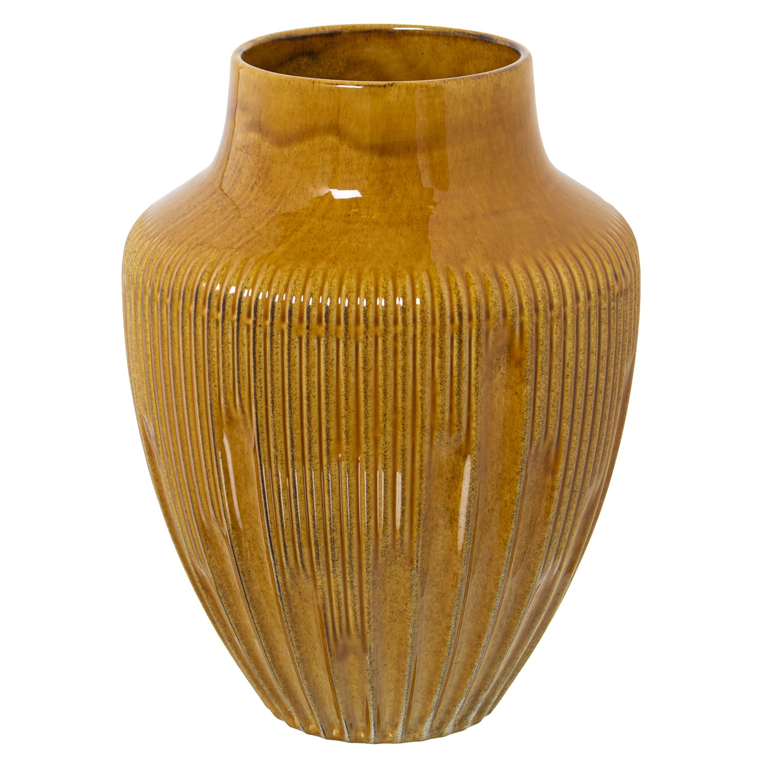 Vase en céramique jaune réactif de 24 cm pour illuminer votre table basse de salon