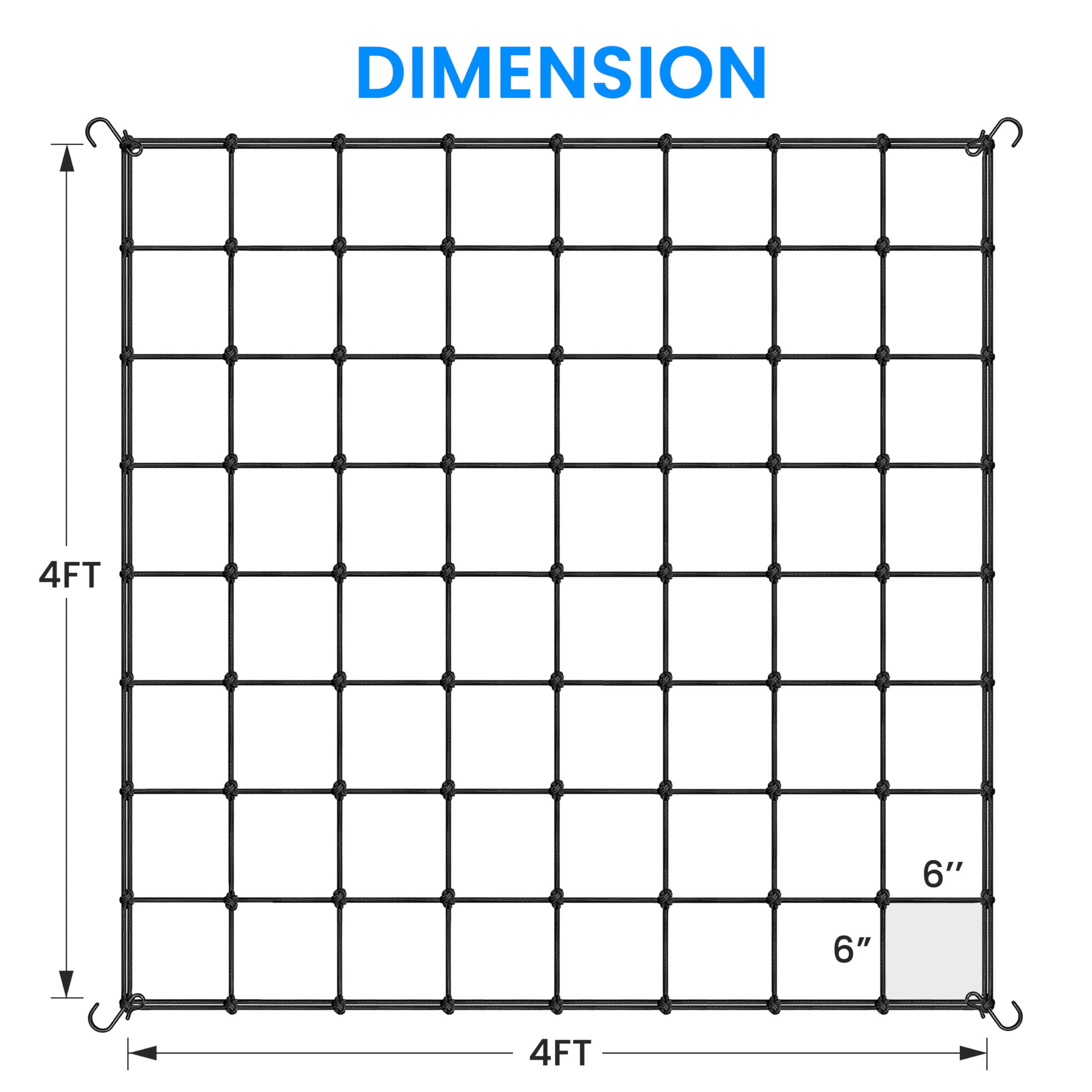 iPower 5x5' Elastic Trellis Netting, Heavy Duty Elastic Plant with Hooks for Grow Tent, Gardening, Climbing Plants, Black, 2 Pack
