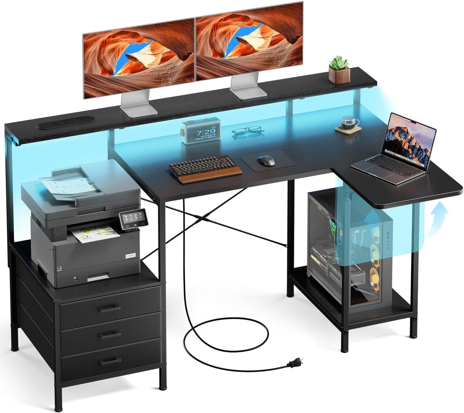 Photo 1 of ***MINOR DAMAGE***HLDIRECT 55 Inch Computer Desk with Drawers for Home Office, Black