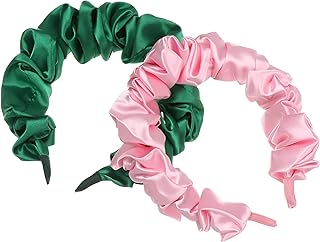 طوق شعر للسيدات - تصميم انيق قابل للطي بلون سادة، اكسسوار مثالي مغطى بالقماش للنساء لرفع مستوى اي زي (قطعتان باللون الظاهر)