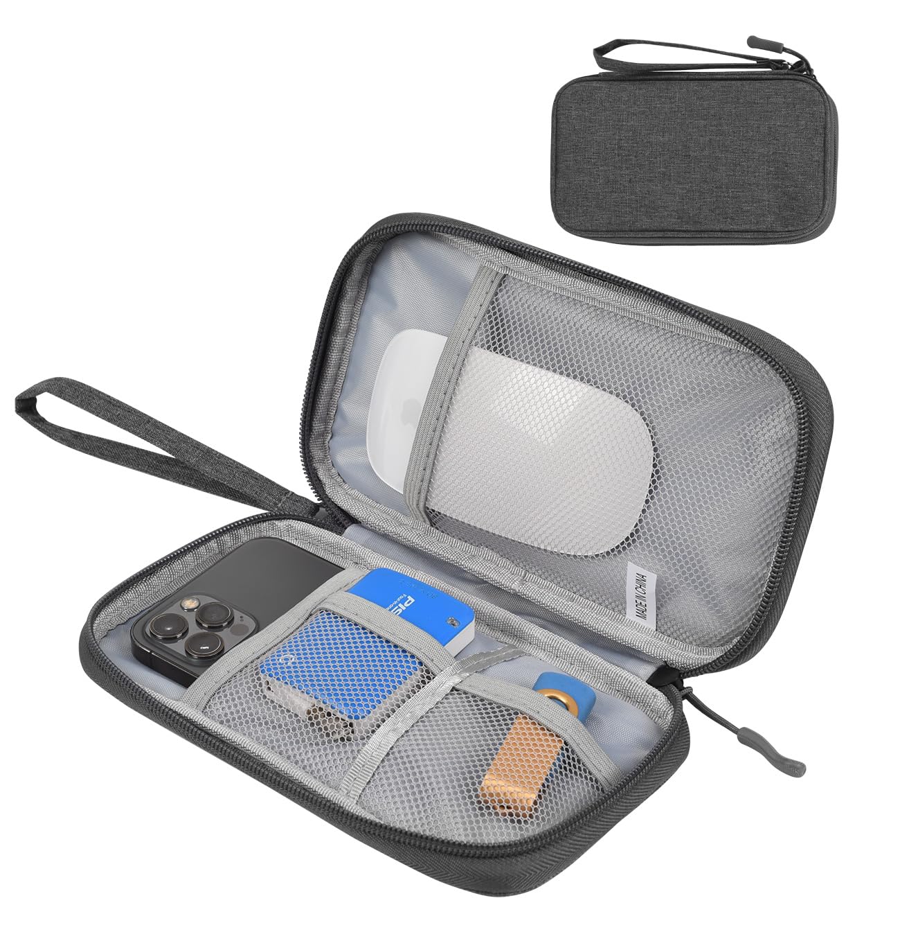CAOODKDKElectronics Accessories Organizer Pouch Bag, Waterproof Electronic Organizer Travel Cable Accessories Case for Cable, Charger, Phone, SD Card, Business Travel Gadget Bag (Dark Gray)