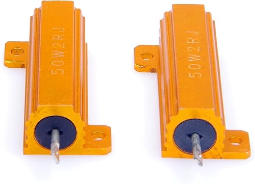 Miniatura 2 de Resistor de carcasa de aluminio electrónico de 50 vatios, 2 ohmios, 5% bobinado de alambre, color dorado (paquete de 2)