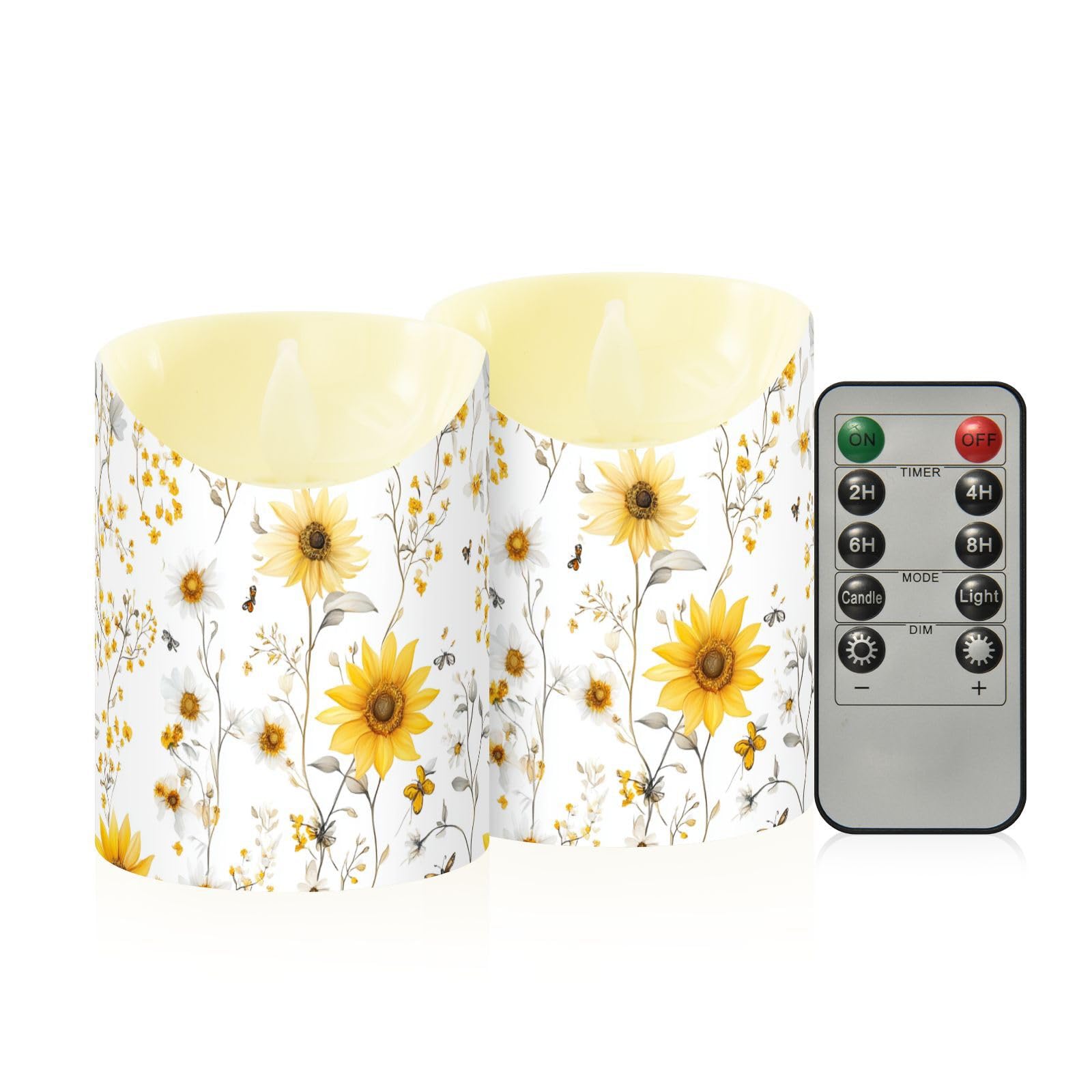 Velas sin llama ideales para centros de mesa de boda con diseño de girasol 8