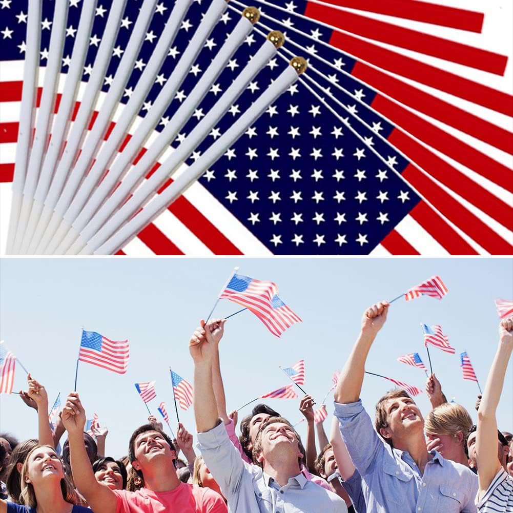 12PC Bandera De Mano Americana,Banderas Miniatura Usa,Banderas De Estados Unidos,Decoración De Banderas Usa,Banderines Patrióticos De Estados Unidos,Para Decoraciones De Fiesta De Copa Mundial,Kiuiom