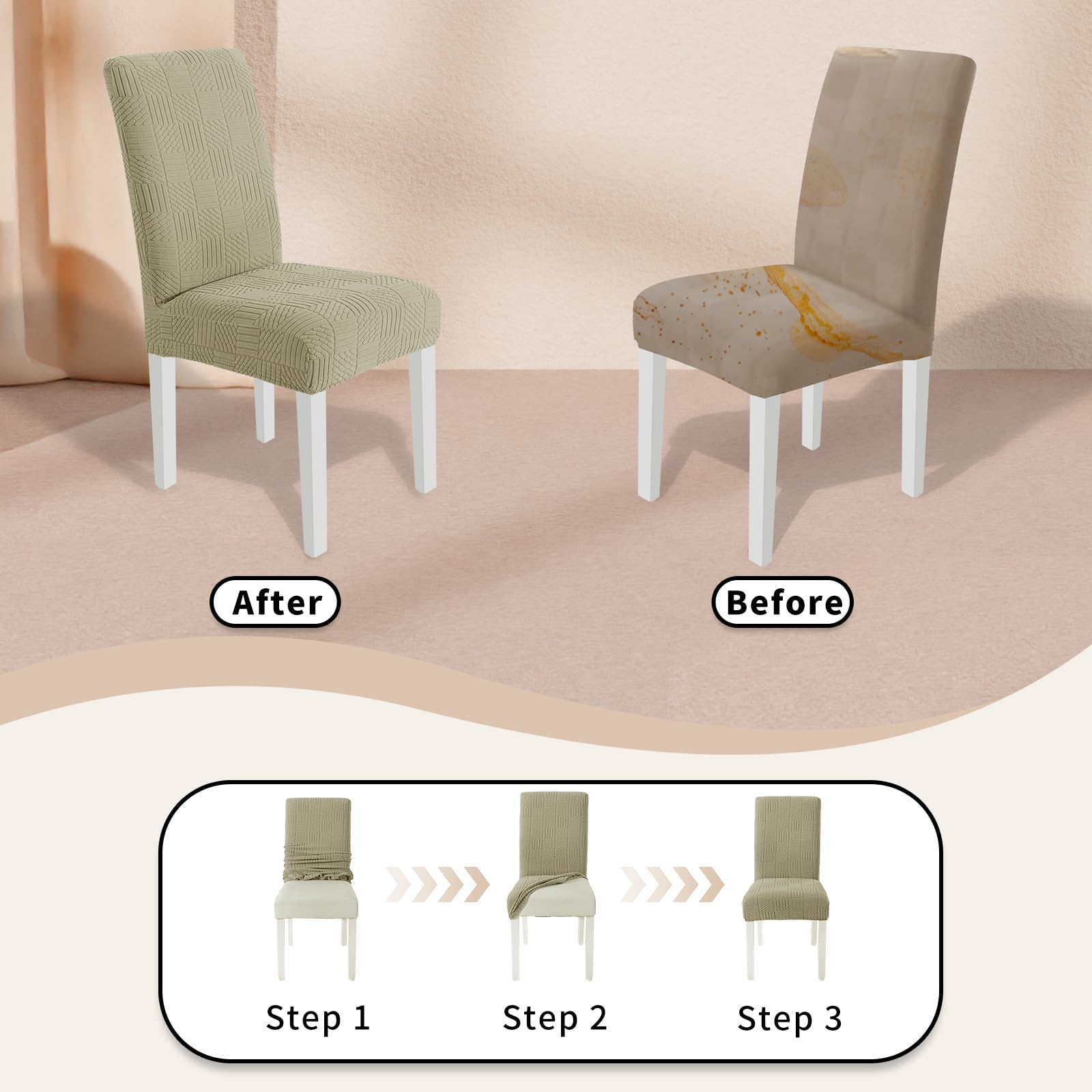 Ystyle Fundas Sillas De Comedor Pack 6, Fundas Sillas Ajustables, Cubre Sillas Elástico Universal, Funda Sillas Comedor Desmontables Lavables para Banquetes Hogar Restaurante Hotel, Caqui