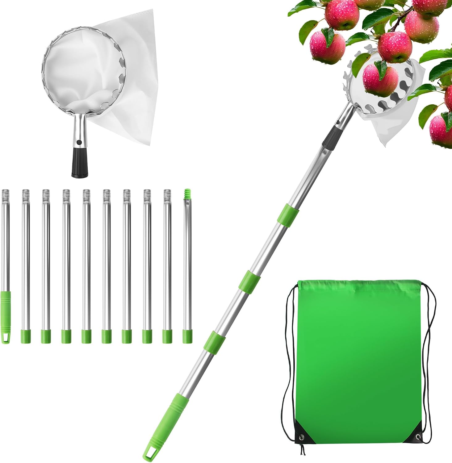 4 Meter Obstpfl cker Mit Teleskopstiel Mit Edelstahlstange Und 4-meter-obstpfl-cker-mit-teleskopstiel-mit-edelstahlstange-und