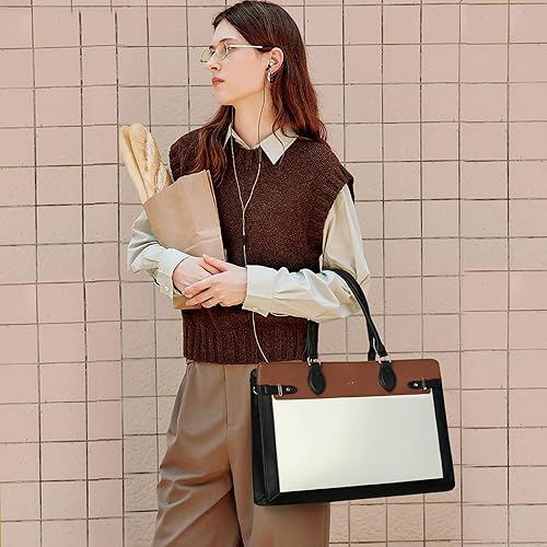 Miniatura 3 de Keyli Bolsa de mano para computadora portátil de 3 piezas para mujer, bolsa de trabajo de 15.6 pulgadas, maletín para computadora de negocios,