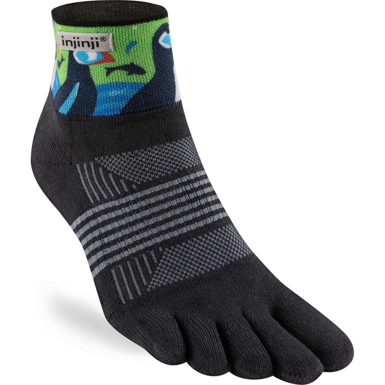 Injinji Women's Multicoloured Trail Midweight Mini Crew Artist Designed Puffins M/L, M-L