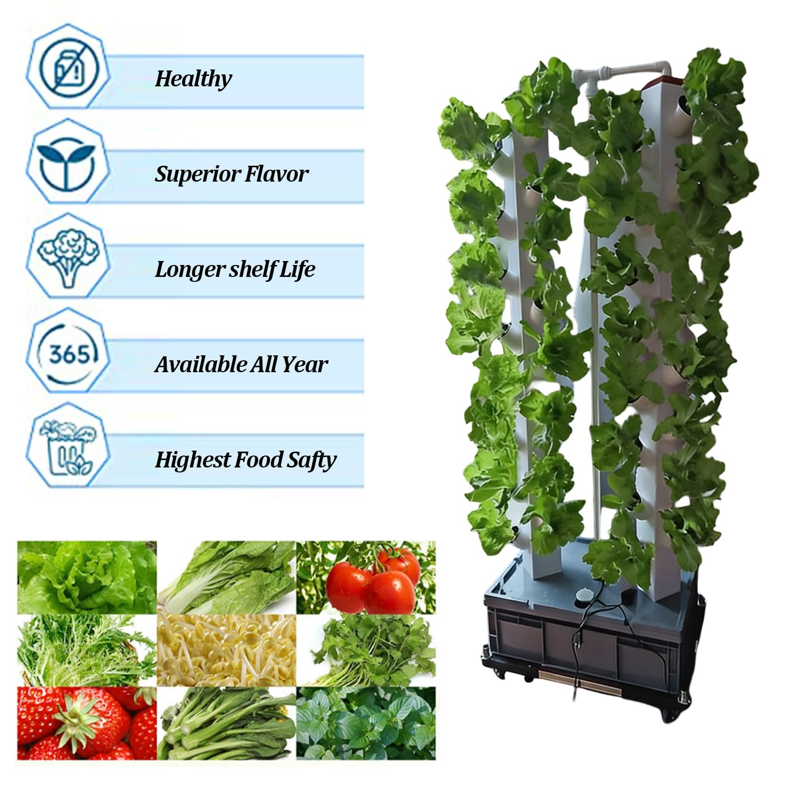 Kit de cultivo hidropónico, sistema de cultivo hidropónico vertical en torre con ruedas, sistema de cultivo hidropónico en torre para jardín interior y exterior, para hierbas, lechuga(1 column)