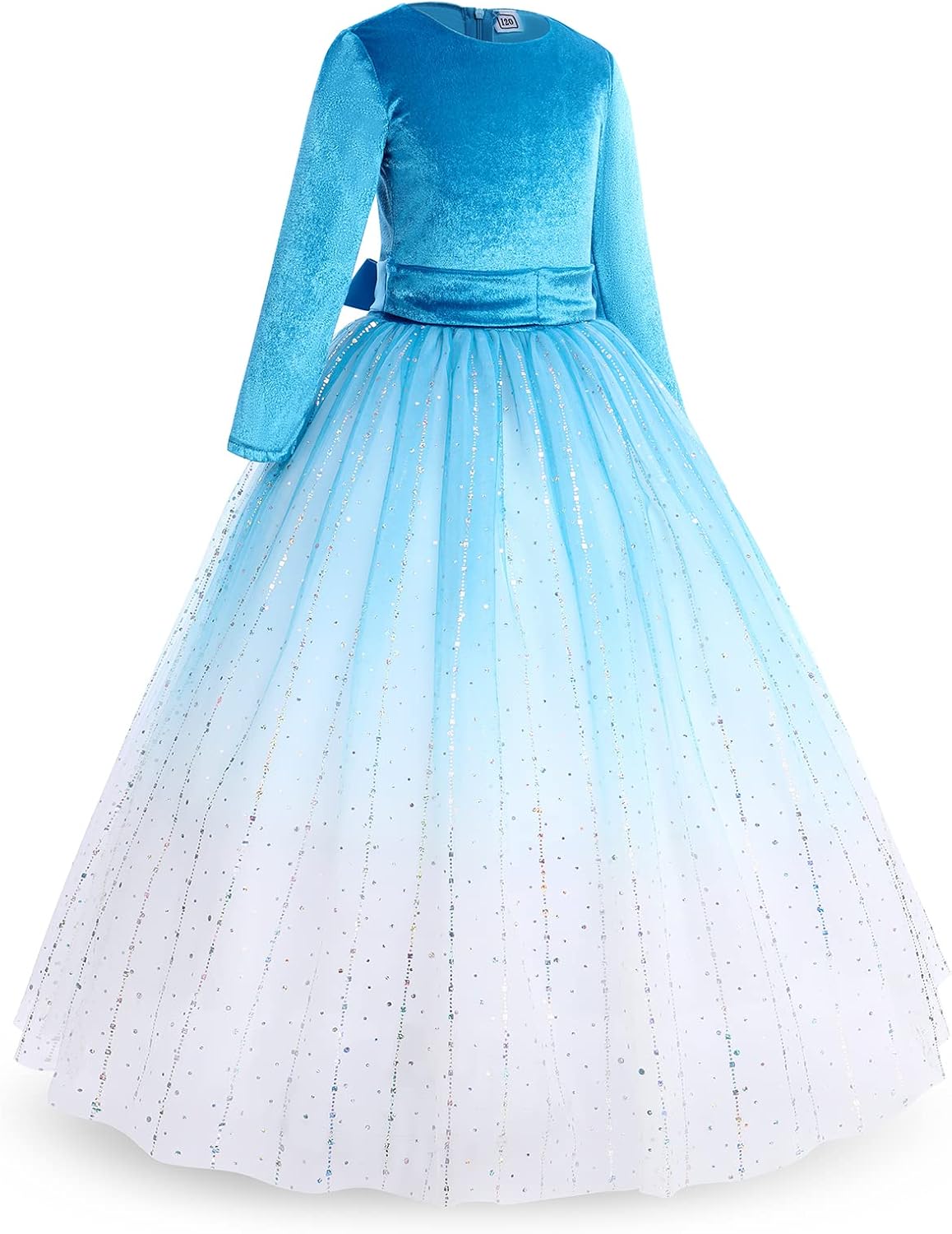 Flower Girl Velvet Floral Gradient Sequins Dress for Kids Wedding Bridesmaid Pageant Communion Formal Princess Puffy Gown