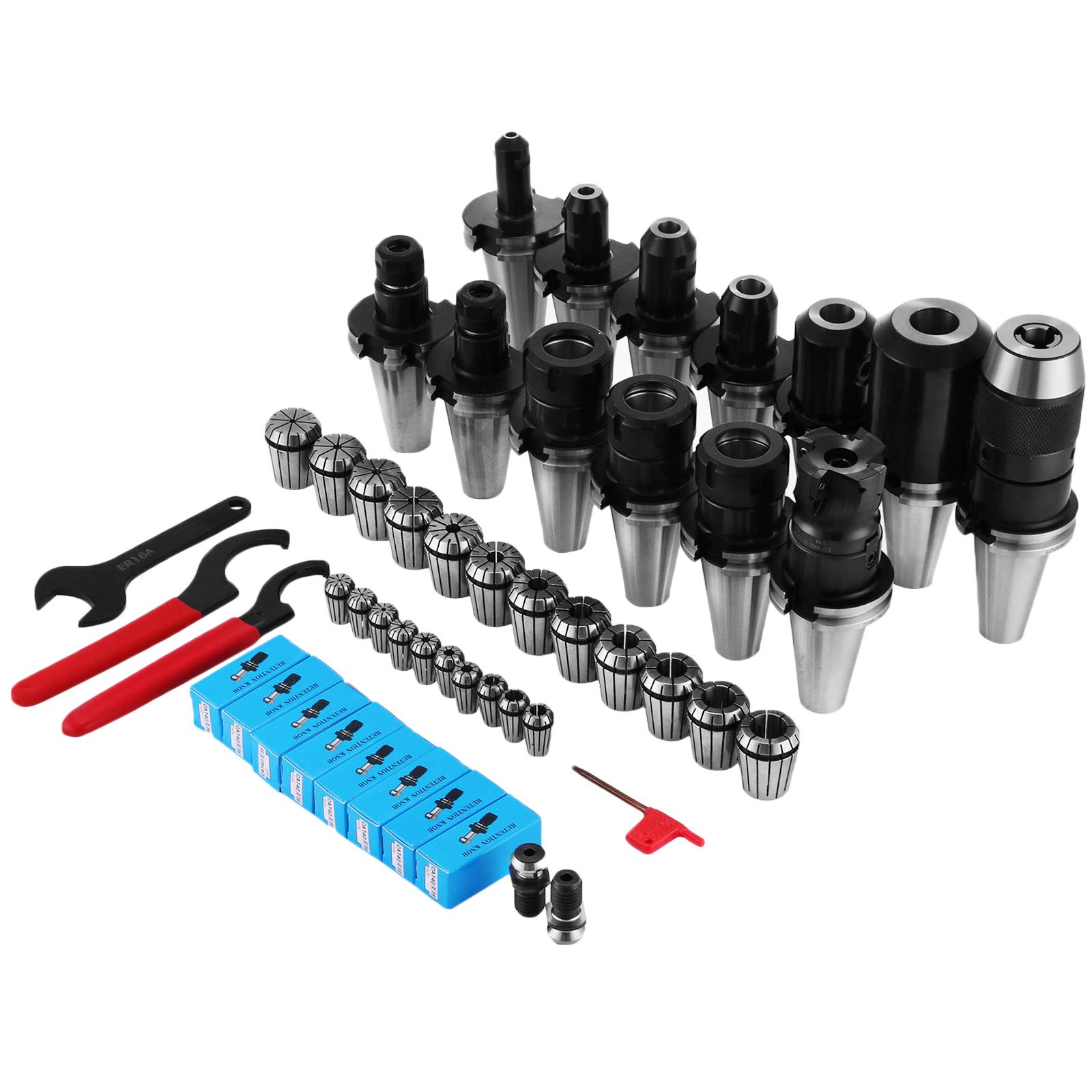 OrangeA Collet Set CAT40 ER32 CAT40 ER16 Spring Steel Collet Chuck Tooling Package for Milling Machine