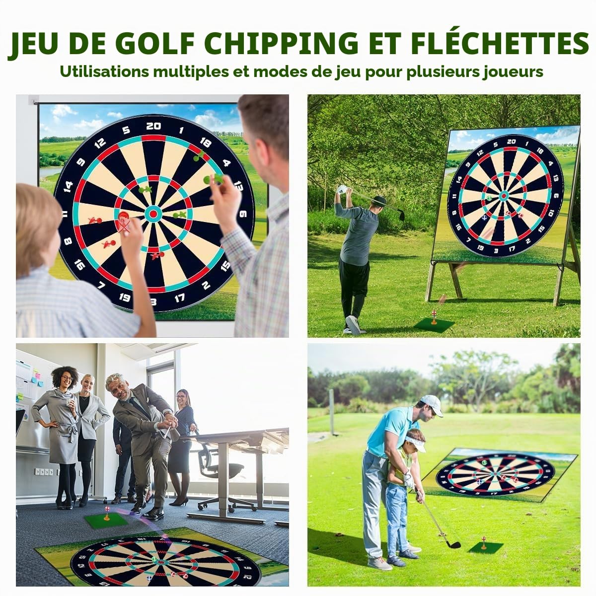 Jeu de copeaux de golf adhésifs pour entraînement de fléchettes, kit d'aide à l'entraînement avec 20 balles de golf et 10 fléchettes