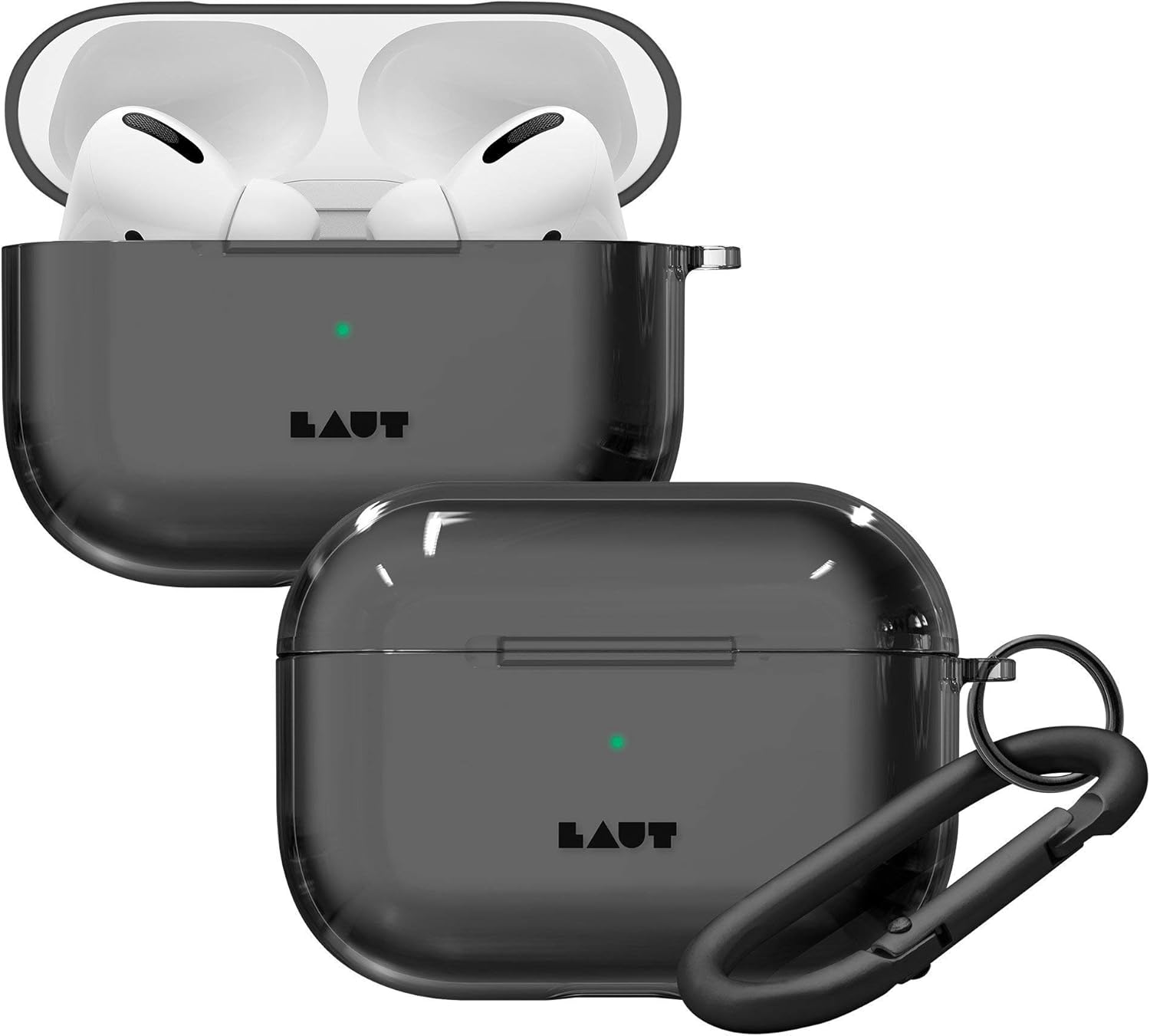 LAUT | Crystal X for AirPods Pro | Crystal Clear | Anti-Scratch | Carabiner Included • Crystal Black
