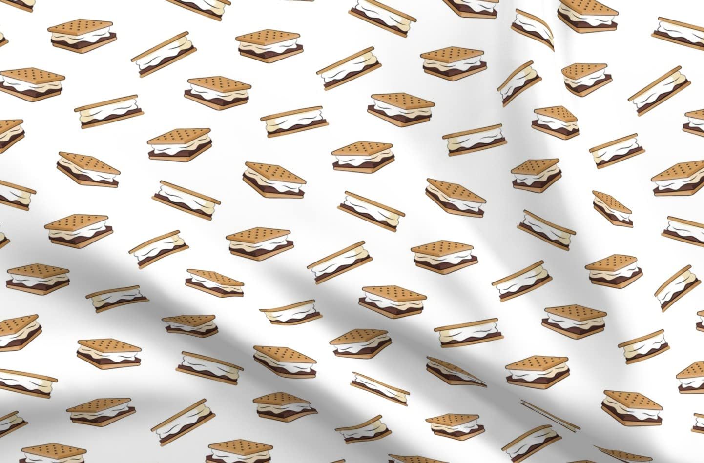 Spoonflower Fabric - Camping Food Camp Fire Summer Printed on Upholstery Velvet Fabric Fat Quarter - Upholstery Home Decor Bottomweight Apparel