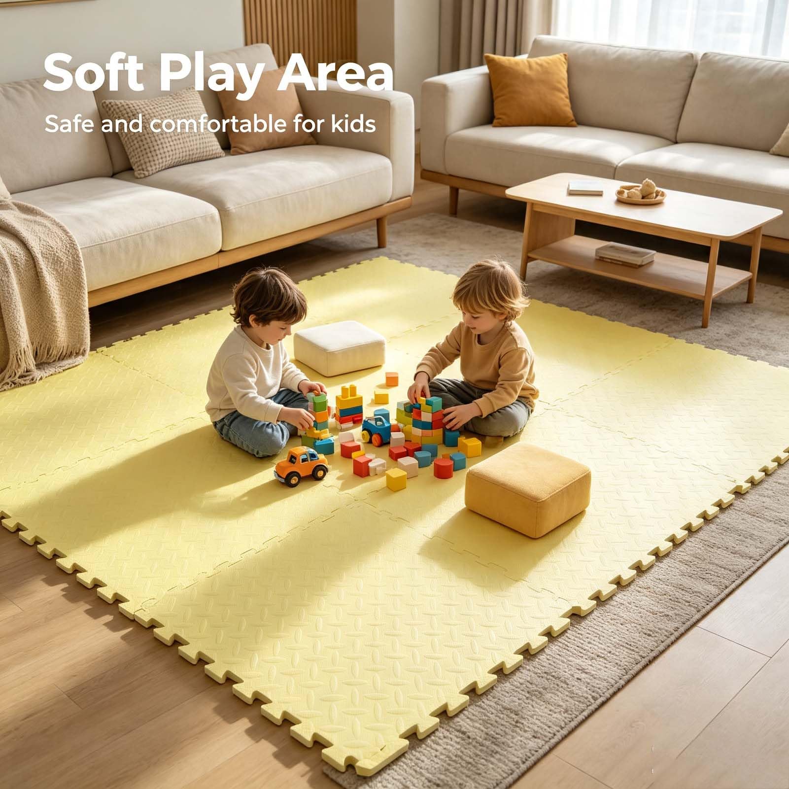 Tappeto Puzzle Eva 4 Pezzi, Tappetino Pavimento in Schiuma Fitness Sport Yoga Ginnastica, Materassino Tatami Ad Incastro per Allenamento, Ammortizzazione E Installazione Facile