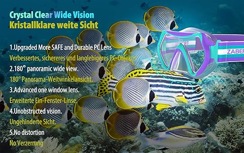 Miniatura 7 de Kids Swim Mask Goggles, Swimming Dive Snorkel Mask with Nose Cover Fabric Strap for Kids Boy Girls