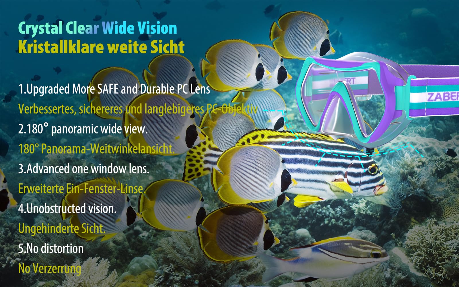 Prämie Kinder Taucherbrille,Kinder Schwimmbrille für 2-14 Jahre Jungen Mädchen, bequem elastische Kopfbänder Schnorchelmaske Tauchmaske Schwimmmaske