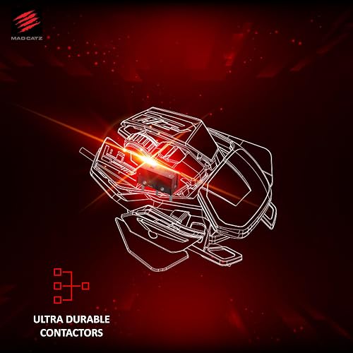 Mad Catz Rat X3 Souris Gamer Filaire USB - Souris Ergonomique 10 Boutons Programmables - Capteur Optique Pixart3389 16000 DPI - Souris Gaming PC Noire RGB Switch Omron 50 Millions Frequence 3000Hz - 6