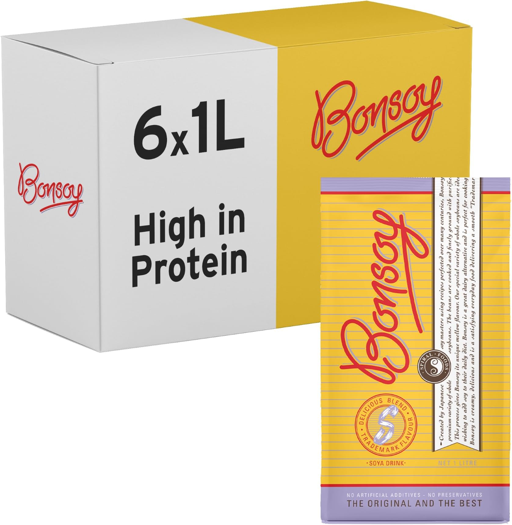 Soya Milk, Premium Plant-Based Drink, High Protein, 1 Litre (6 Pack) | Barista-Quality, High in Protein, Dairy & Lactose-Free, No Added Cane Sugar, Low Fat, Perfect for Coffee, Cereal & Smoothies
