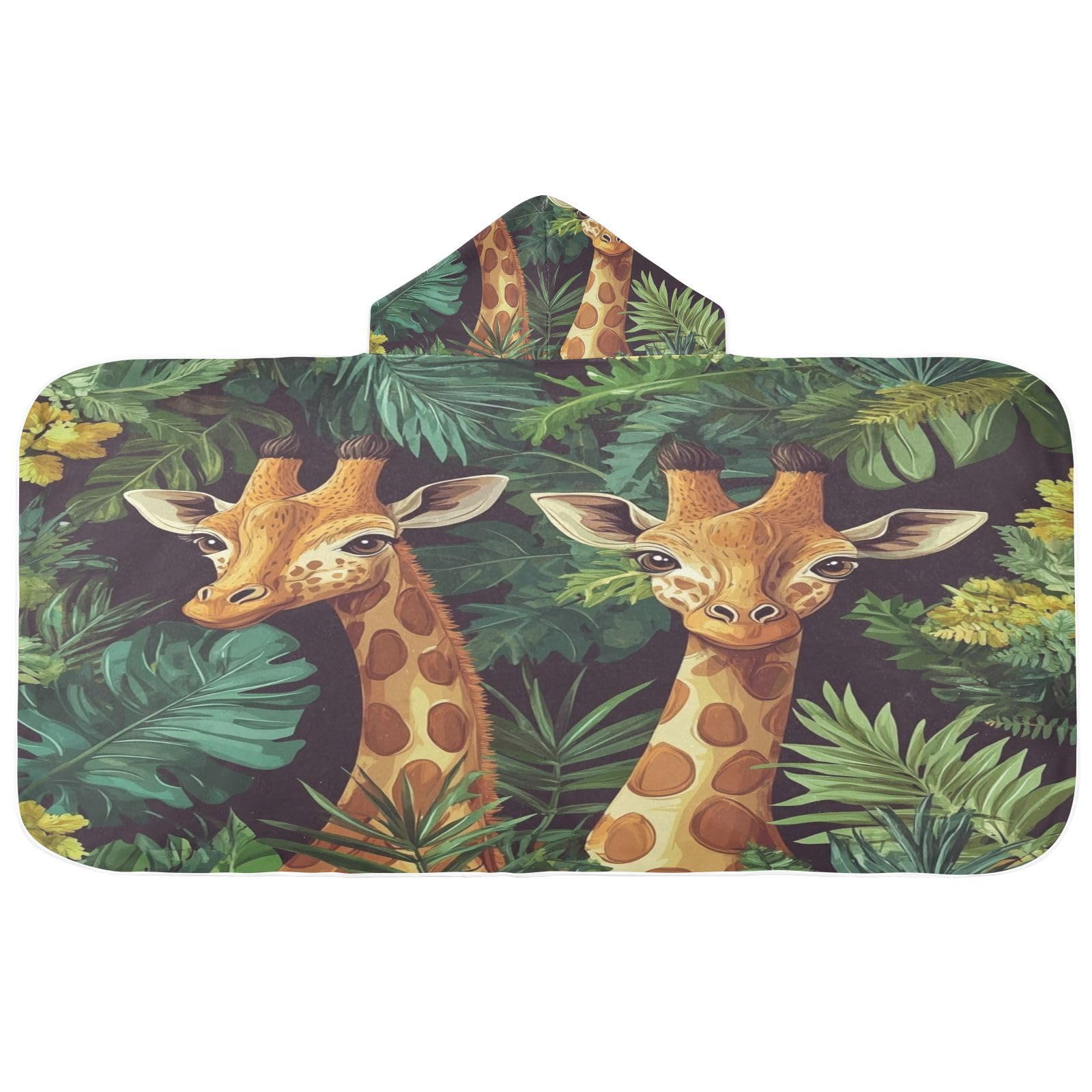 Kigai Giraffe Hooded Beach Towel for Kids Soft Absorbent Quick Dry Bath Towel with Hood Lightweight Toddler Shower Pool Bath Wrap for Boys Girls