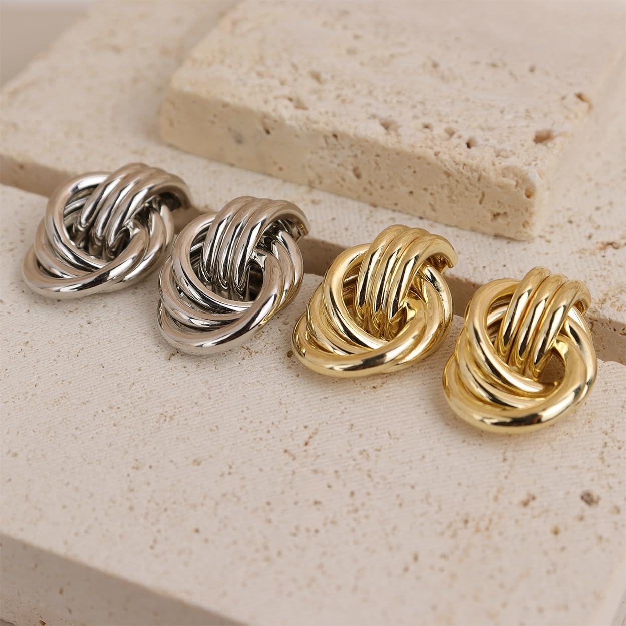 Jean Beau Chunky Gold Stud Earrings for Women Trendy Gold Plated Dangle Drop Prom Birthday Fashion Office Jewelry Gift